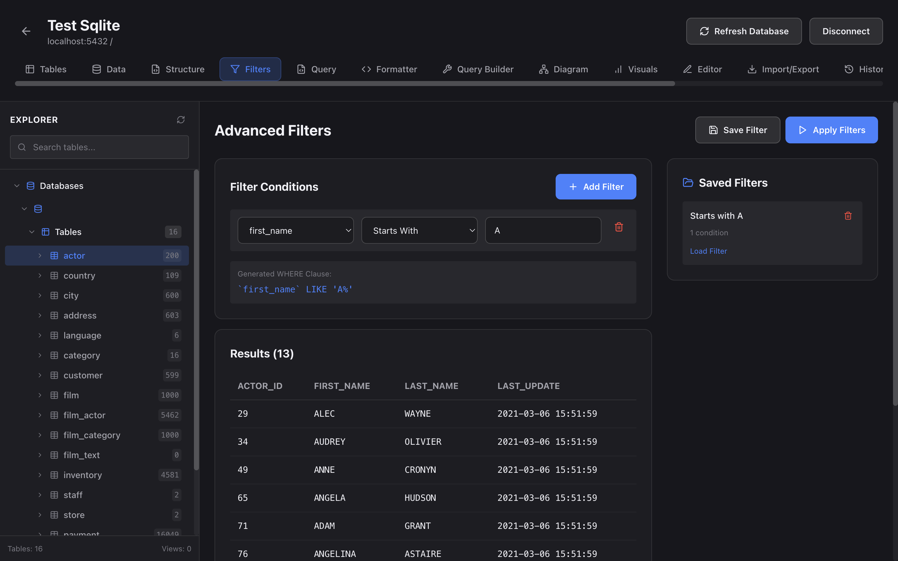 Advanced Visual Query Builder